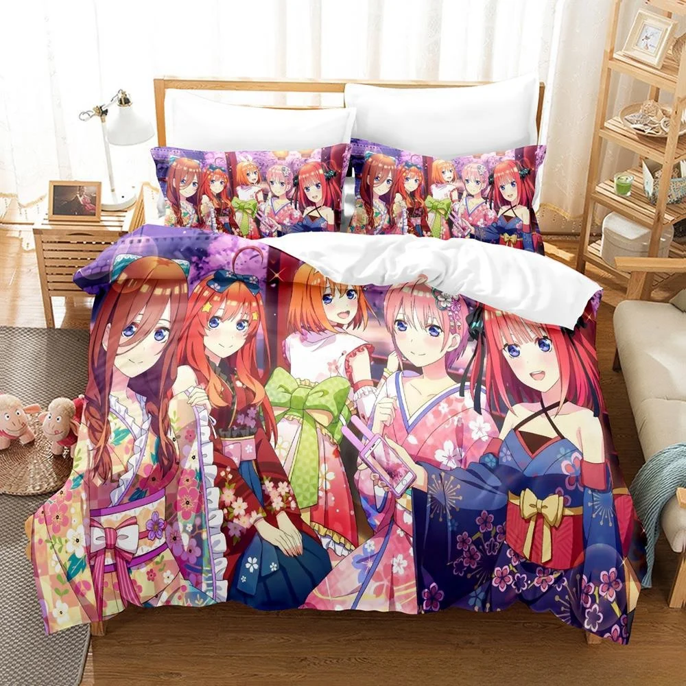 Anime Kawaii Girls The Quintessential Quintuplets Bedding Set Cartoon Anime three-piece Set Adult Kid Bedroom Duvet Cover Sets
