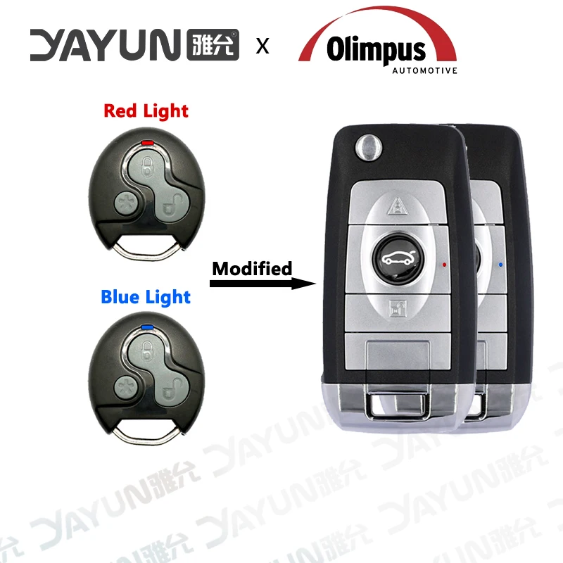 yayun olimpus original ou modificado completo alarme chave de controle com vermelho ou azul led para mitsubishi pajero tr4 vw gol viagem raposa 01