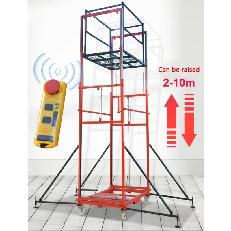 2-8 متر سقالات كهربائية أوتوماتيكية متنقلة إطار تلسكوبي رفع كهربائي سلم منصة سقالات للبناء #3