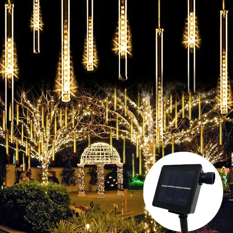 

Светодиодная гирлянда-метеориты на солнечных батареях 30/50 см для свадеб, вечеринок, праздников, Рождества, уличная гирлянда-сосульки для декора
