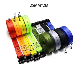 25mm*2m Black electrophoretic buckle tie for roof rack, surfboard, kayak, canoe, automobile cargo binding - various colors