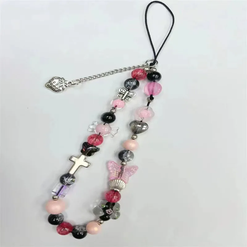 

Корейское милое сердце любви, клубника, бисер, подвеска для телефона, ремешок-цепочка, ремешок, ювелирные изделия, медведь, бусины для телефона, кулон, украшение