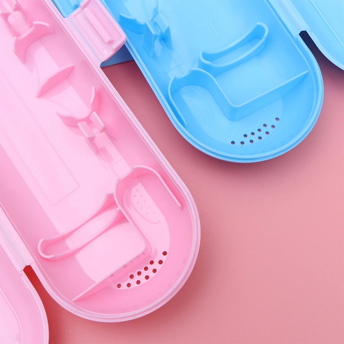 2Pcs Electric Toothbrush Case Compact Travel Storage Box Blue Pink Portable Holder for Outdoor Protection Toothbrush Case