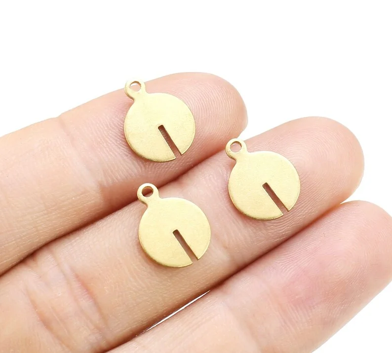 50pcs Round Earring Charms, Brass Stampings For Jewelry Making, Earring Findings, Earrings Embryo, 13.2x10mm R2665