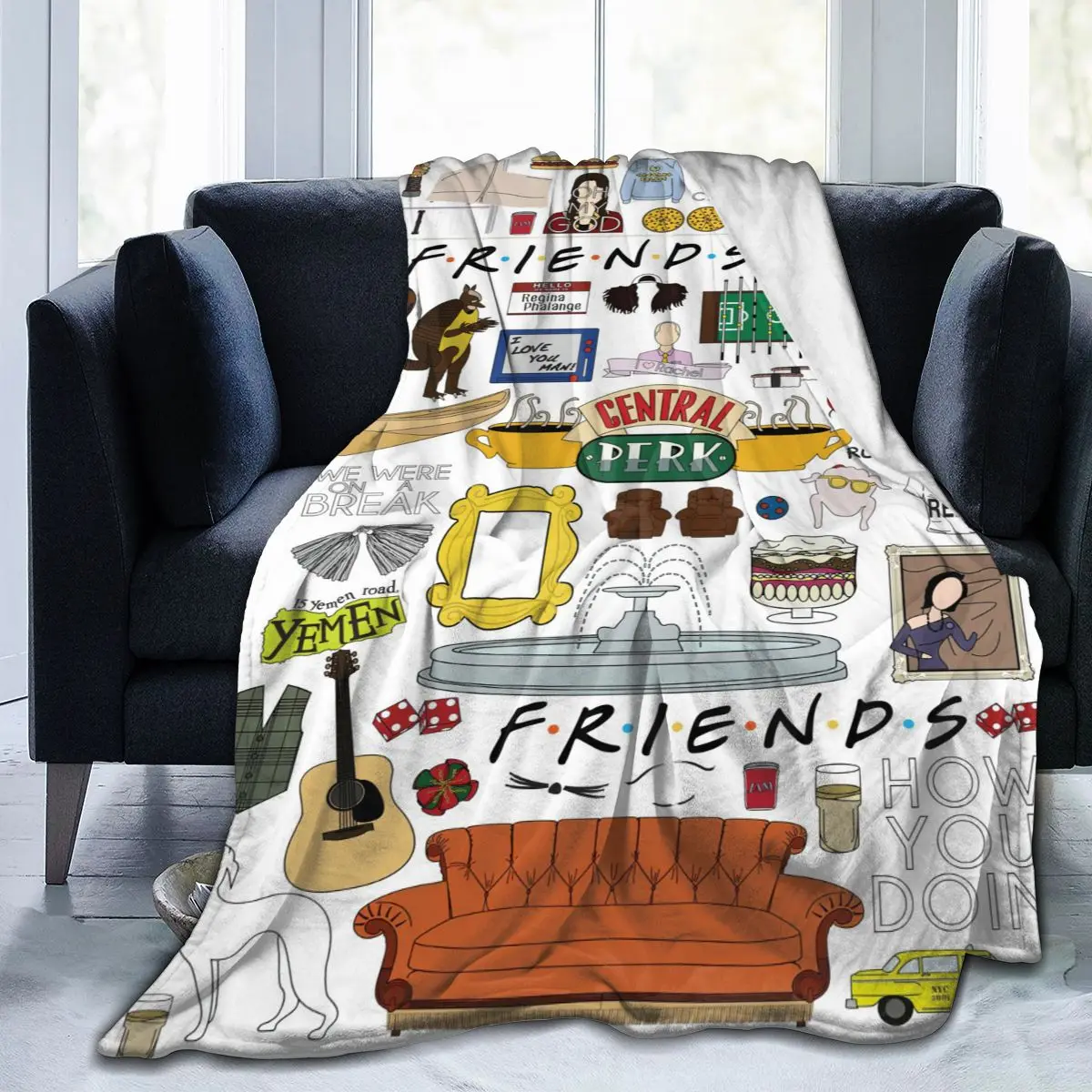 Friends Kee American TV series printed blanket bed and sofa blanket children's adult over-the-knee wrap blanket