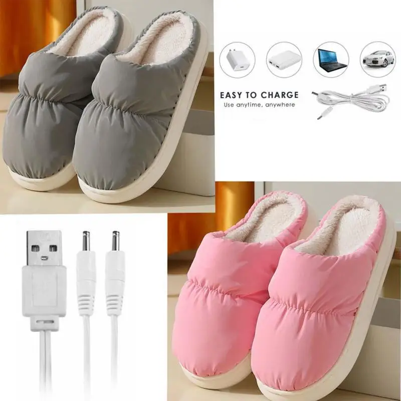 Heated Slippers Electric Heating Boots Heated Foot Warmer Slippers USB Charger Electric Heating Shoes Warmer Women Men Slipper