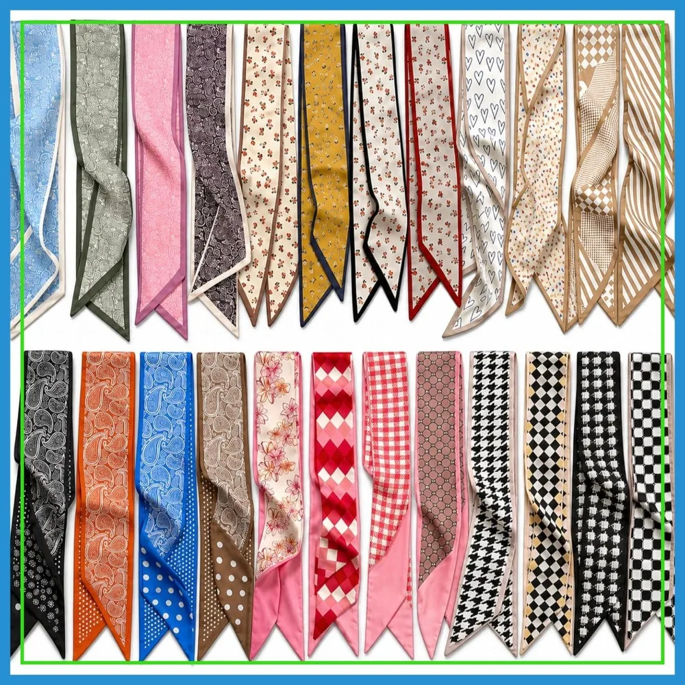 

24PCS Fashion Scarves for Women Multifunctional Neck Scarves Purse Scarf Headbands Hair Accessories