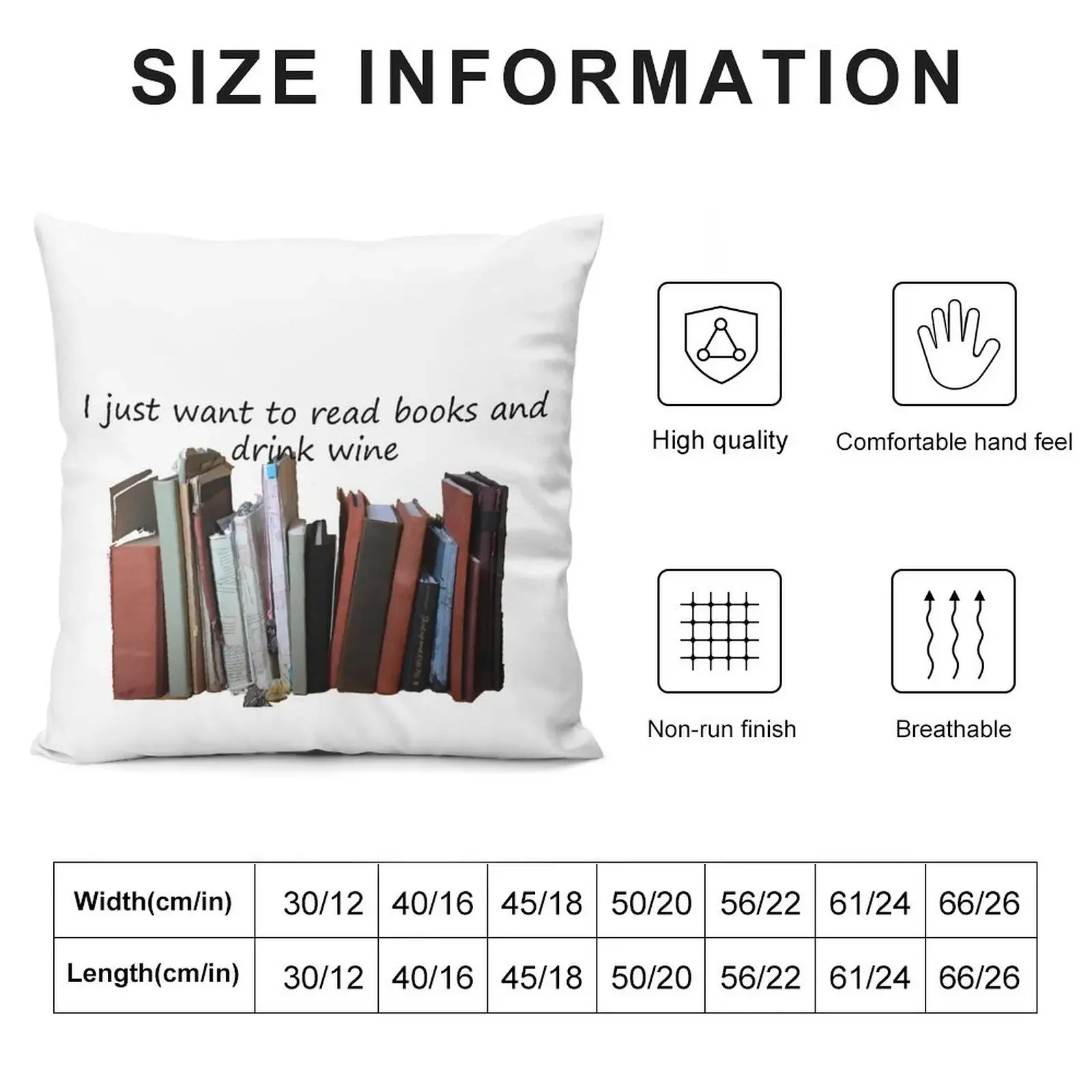 I just want to read books and drink wine Throw Pillow Decorative Sofa Cushion Pillow Case pillow