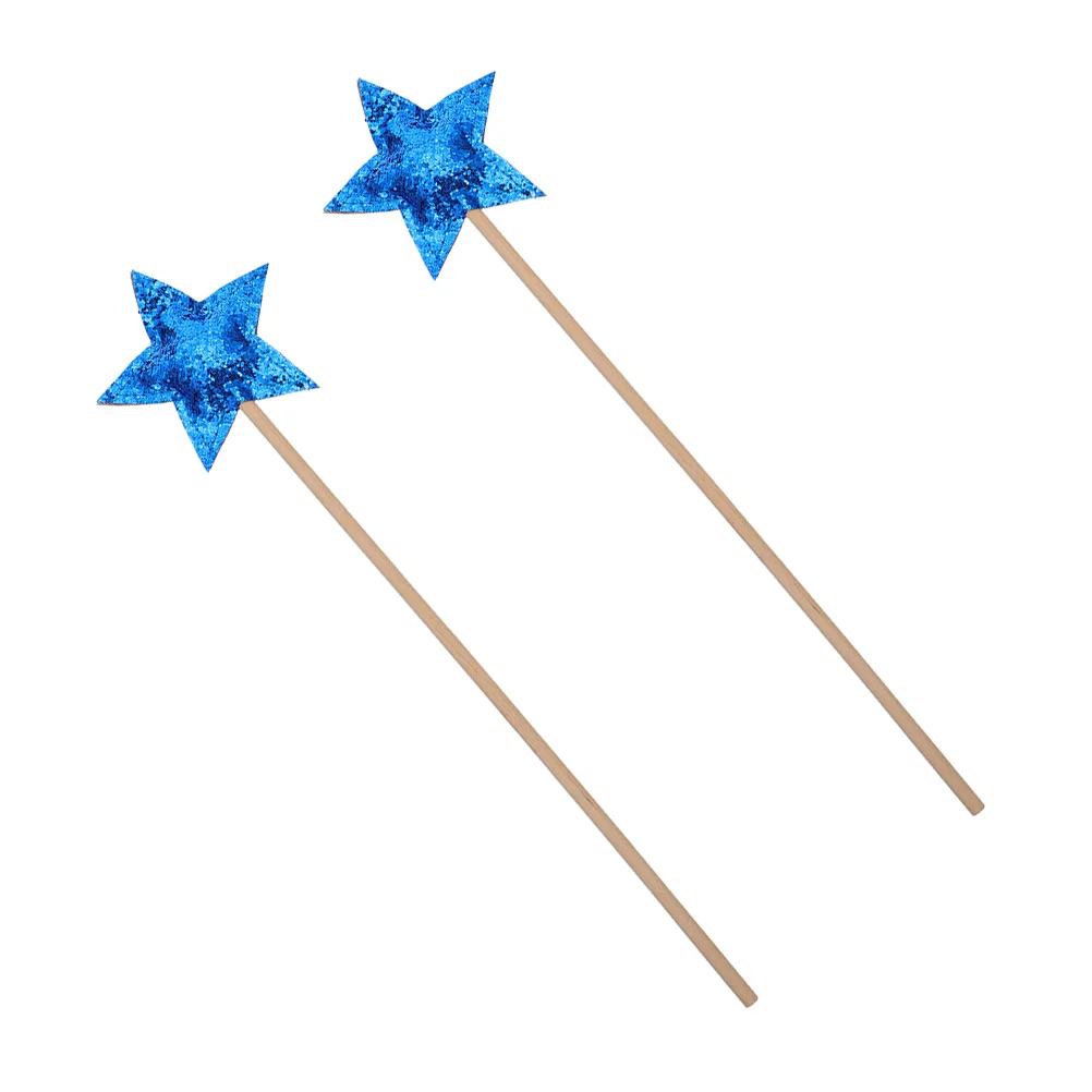 

2pcs Props Star Shape Fairy Wands Blue Fabric Halloween Kids Gift Role Shape Fairy Accessories