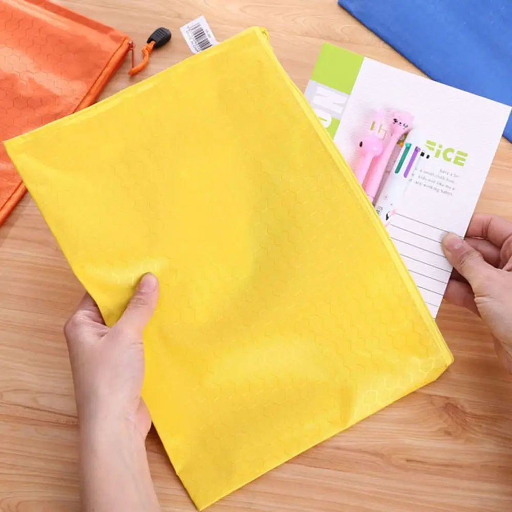 

Color A4 Zipper File Bag Portable Oxford Cloth Stationery Storage Mesh Bag Waterproof Thickened File Folder Data Storage