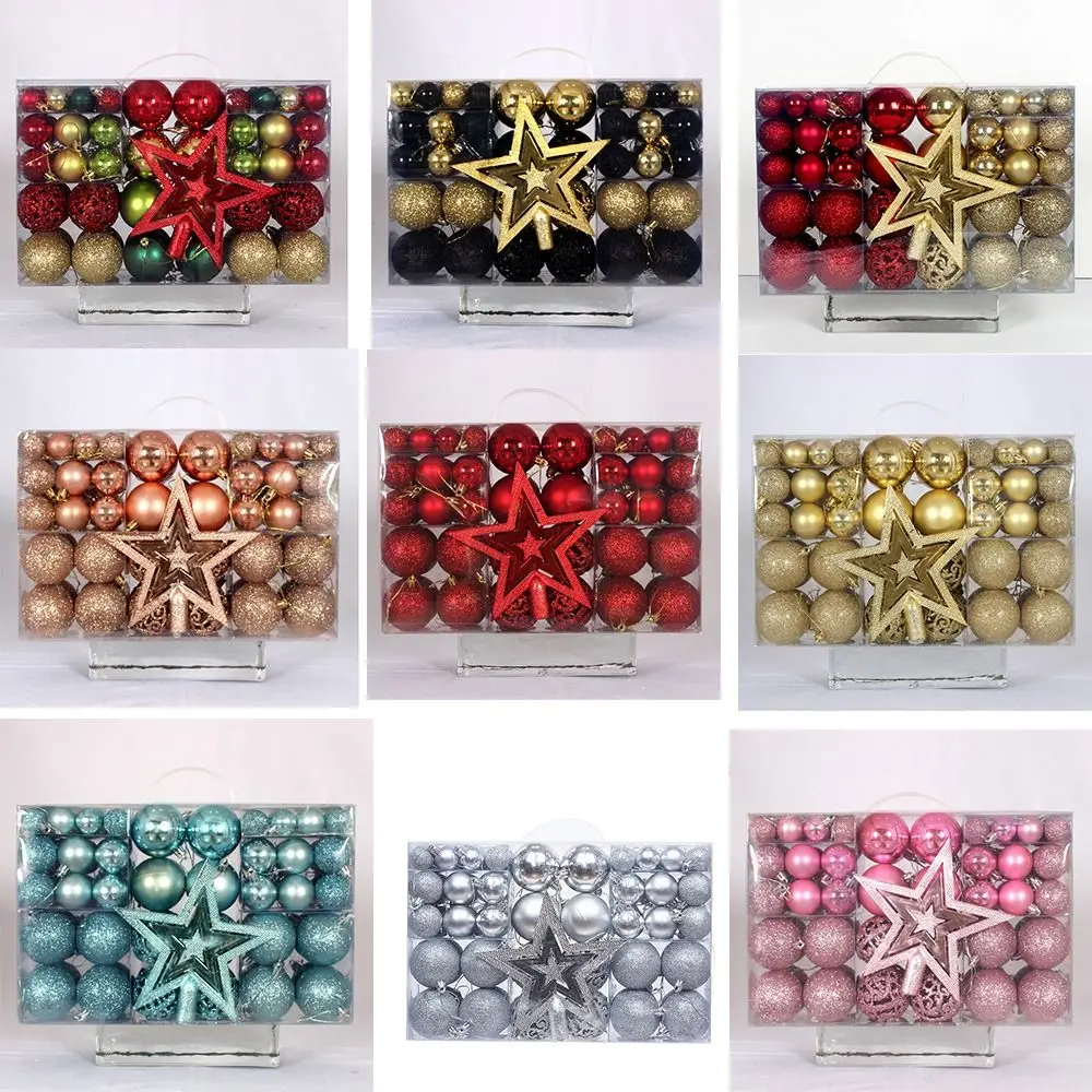 

101PCS Durable Plastic Christmas Ball Set 10 Colors Suspensable Christmas Tree Balls 3-6cm Xmas Baubles Showcase