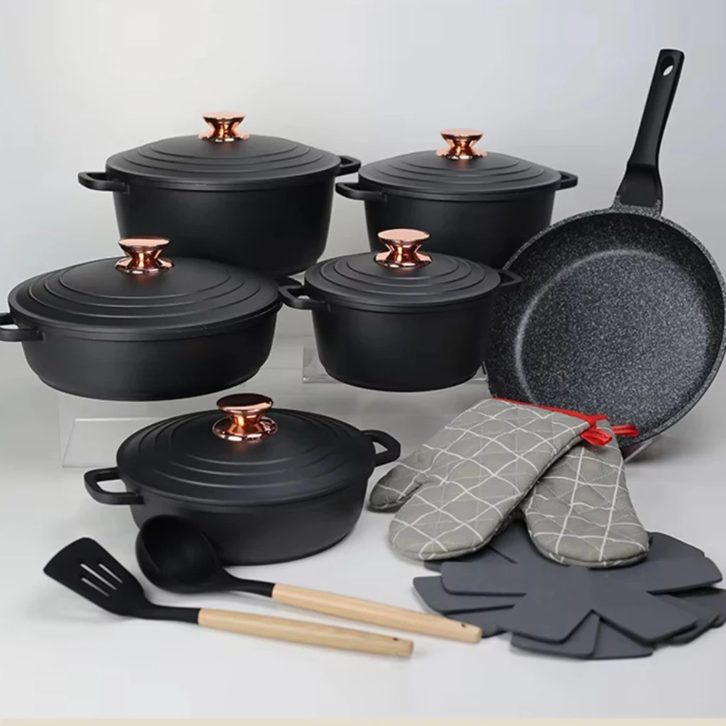 11/18 Pieces Aluminum Non-Stick Cookware Set  Gas Stove Induction Cooker Universal Soup Pot Frying Pan Set with Lid