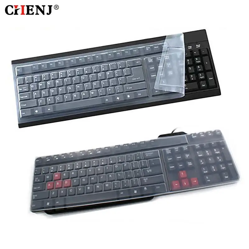 1pc Universal Waterproof Silicone Desktop Computer Keyboard Cover Clear Skin Protector Film Shell Dust-Proof Protective Film