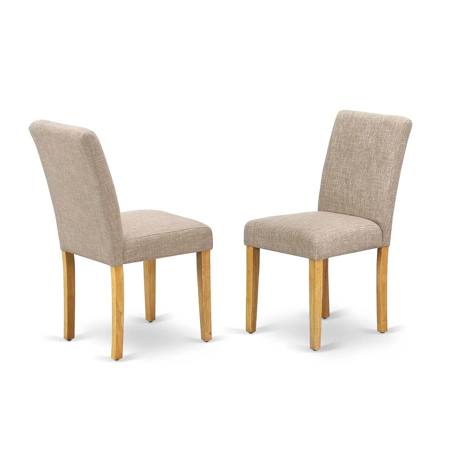 ABP4T04 Abbott Parson Dining Chairs - Light Tan Linen Fabric Padded Dinette Chairs, Set of 2, Oak