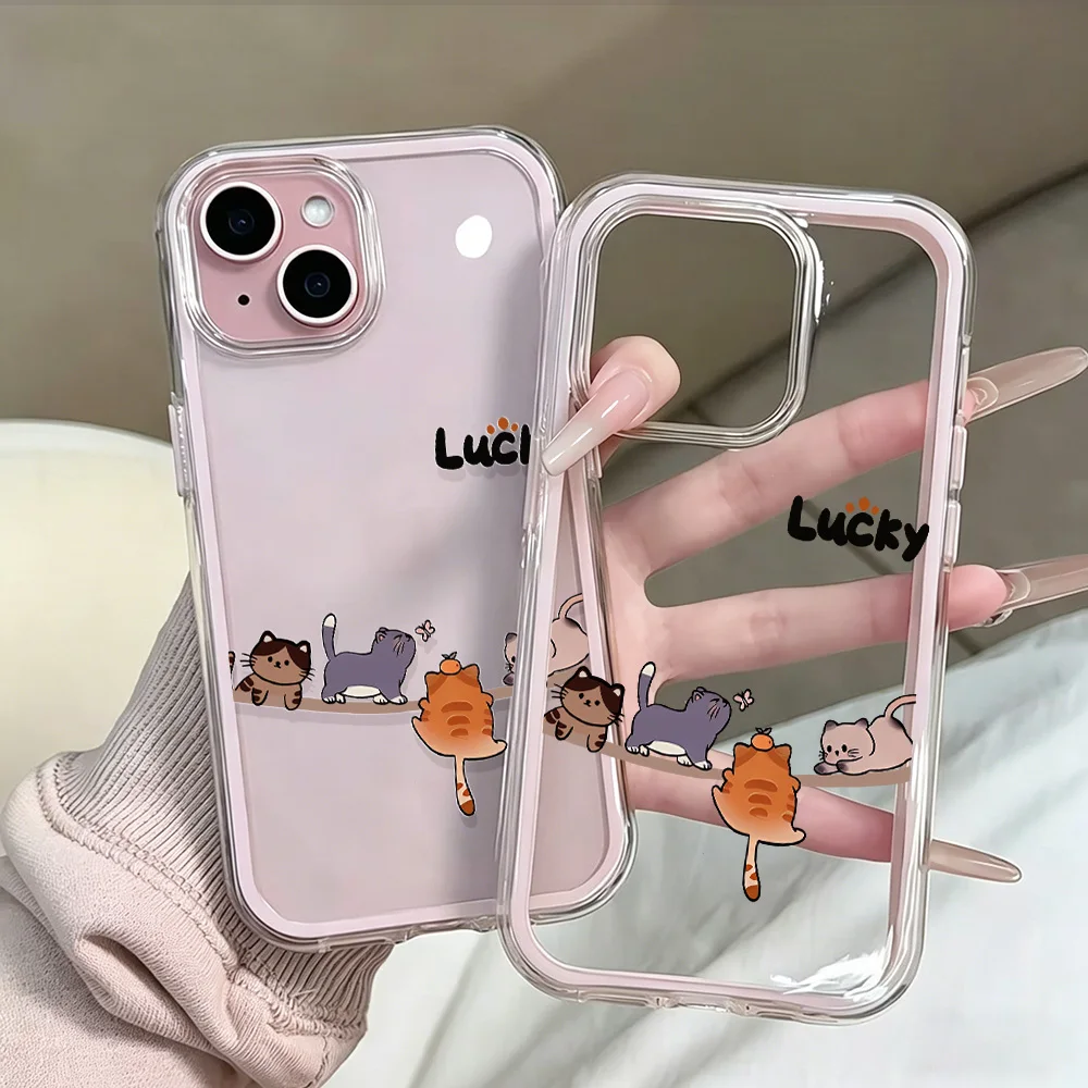 Lustige Katzenmuster Niedliche Transparente Handyhülle für iPhone 17 13 16 15 11 12 14 Pro Max 17 Air XR X Hülle Silikon Weiche Stoßfeste Abdeckung – Detail 6