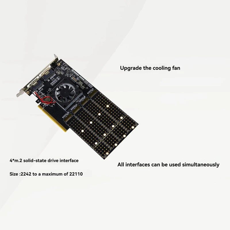 

PCle 3.0 to M.2 NVME 4 Disk Expansion Card, PLX8749 Motherboard Free Split, for Graphics Card NVME U.2 Expansion-ABVP