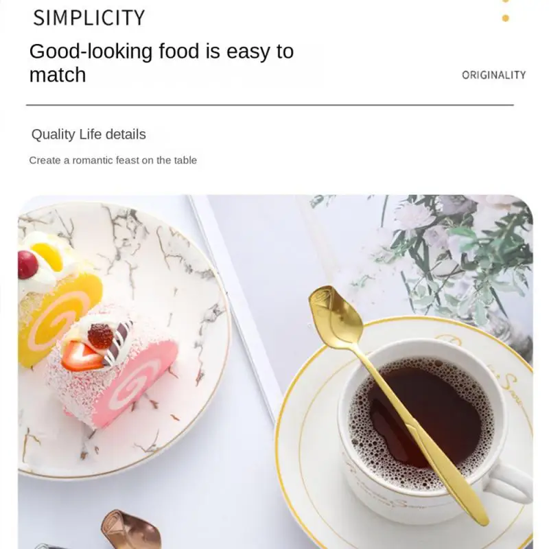 2/4/6PCS Creative Rose Modeling Long Handle Small Spoon Exquisite Rose Pattern Household Supplies Coffee Stirring Spoons