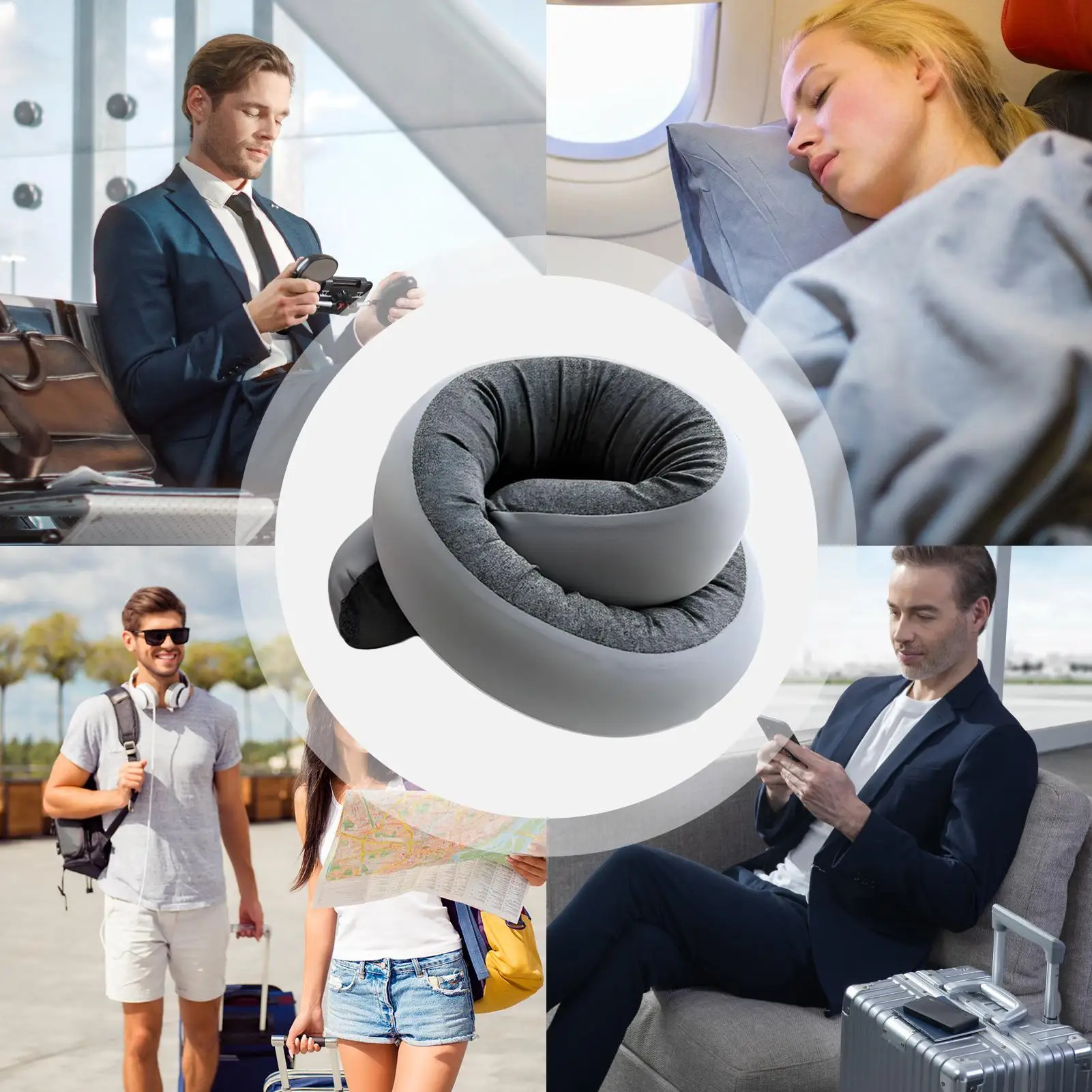 

Travel Pillows Spiral Breathable Support Foldable Cushion Airplane Pillow For Car Sleeping Back Chair Office Sleep Rest Bed