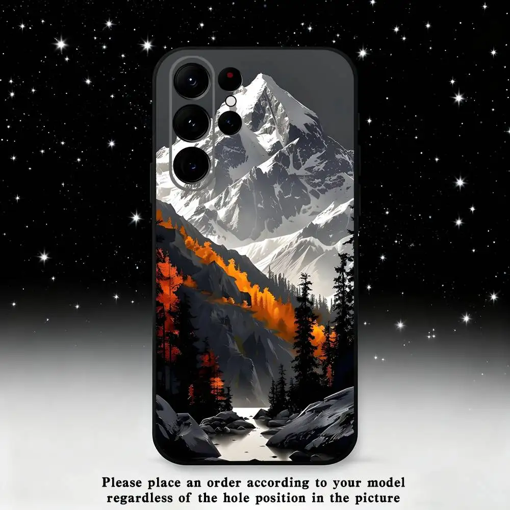 Coque de téléphone Design paysage de montagne des neiges, étui noir pour Samsung S25,S24,S21,S22,S23,S30,Ultra,S20,Plus,Fe,Lite,Note,10,9,5G