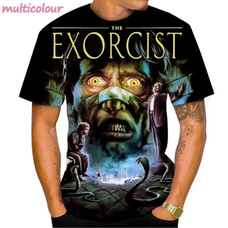 Horror Movie The Exorcist 3D Printed T-shirt Round Neck Short-sleeved Casual Tops For Men and Women Cosplay Men\'s Clothing