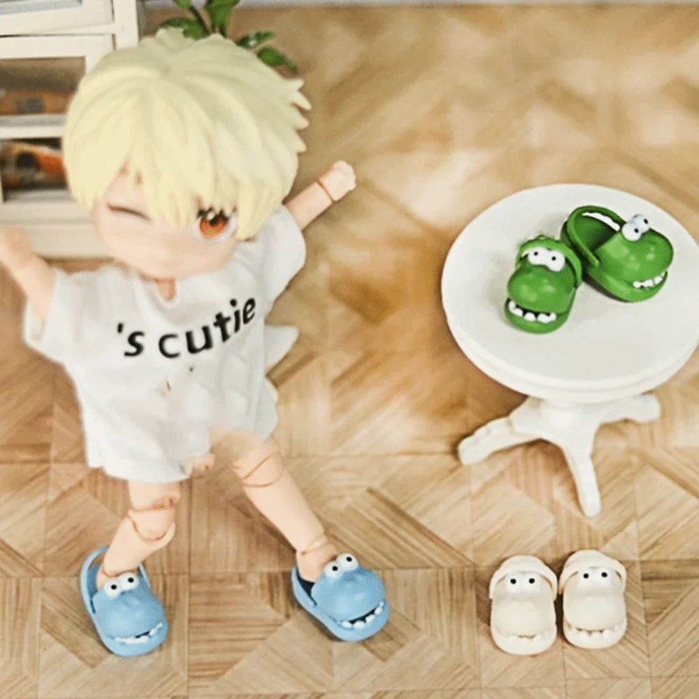 1ペア ラウンドトゥ Ob11 ドールスリッパ シミュレーション ミニミニ恐竜スリッパ シリコン製 かわいいシリコン恐竜スリッパ