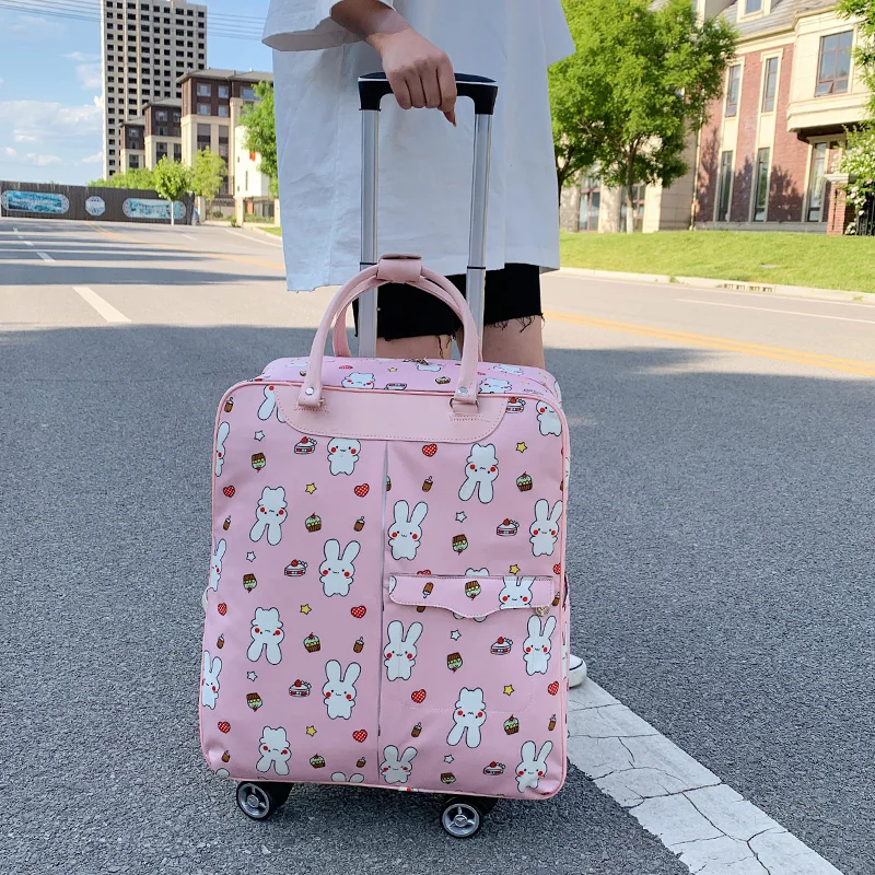 Luggage Travel Bags Short Trip Suitcase with Wheels Rolling Luggage Backpack Bags for Women Light Handcarry Trolley