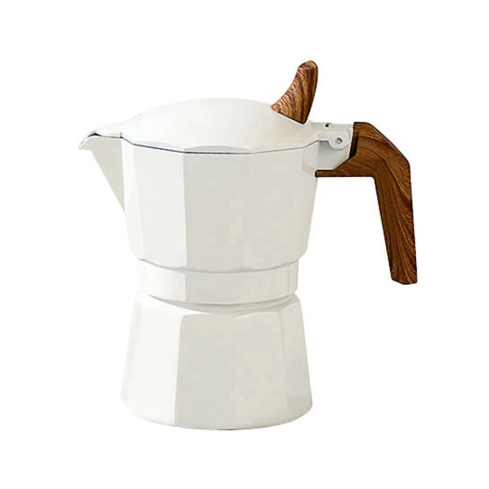

150ml Double Valve Moka Pot Double Valve Espresso Maker Italian Coffee Professional Home Coffee Accessories White