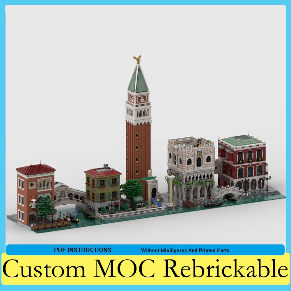 25989PCS Customised Venice San Marco Building Blocks Street View MOC Bridge Landscape Model DIY Birthday Toys Christmas Gift