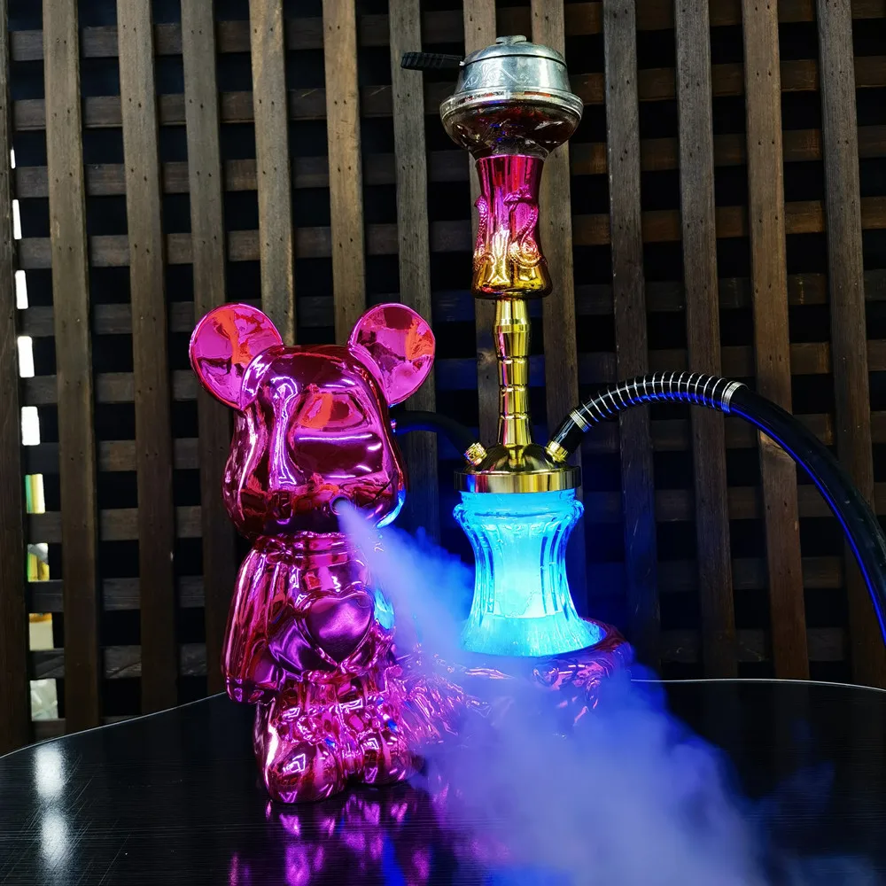 Lovely Bear Shape Single Pipe Shisha Resin Craft Bar Hookah Middle East Arabian Shisha  Smoking Accessories Hoka Gift Decoration