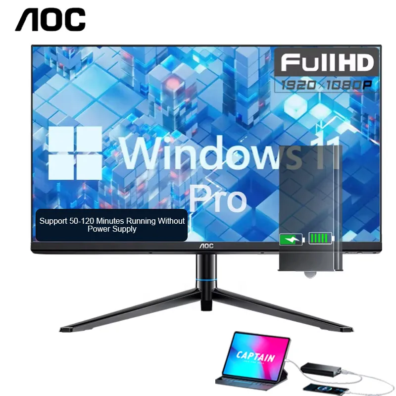 

AOC 23,8-дюймовый ультратонкий универсальный настольный компьютер I3 12100 8 ГБ ОЗУ 512 ГБ SSD OEM AIO Моноблок «все в одном» с батареей ИБП