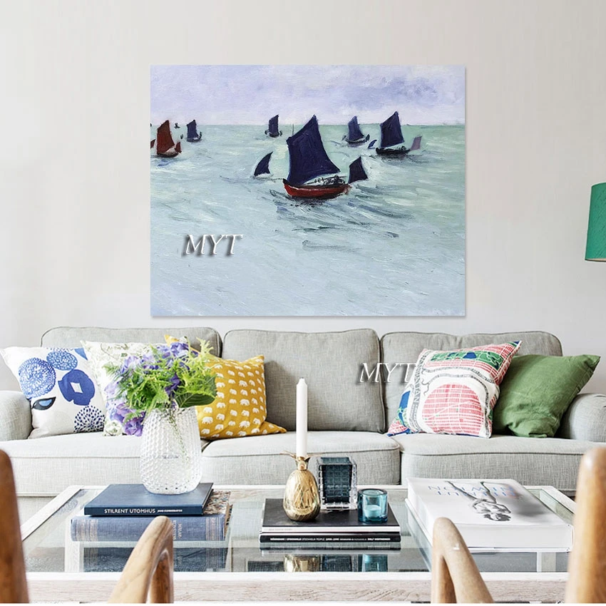 Abstract Modern Sailing Vessel Oil Paintings Frameless Art Picture, Canvas Roll, Sea Wave Hand Painted Artwork Wholesale Picture