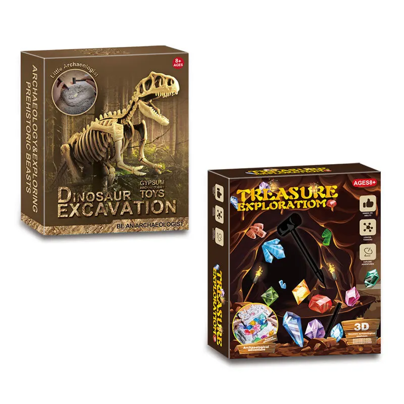 Juguete de excavación arqueológica, esqueleto fósil de dinosaurio, gema luminosa, collar hecho a mano diy, caja ciega para niños