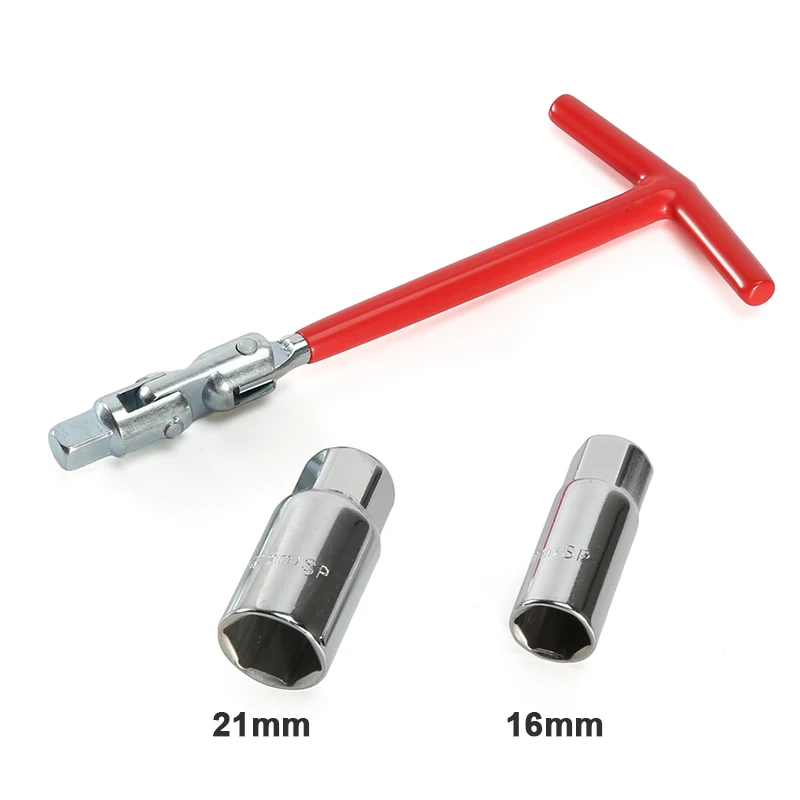 

Universal T-Handle Dual Use Spark Plug Wrench Kit 16 21mm Torsion Remover Installer Joint Spark Plug Socket Tool