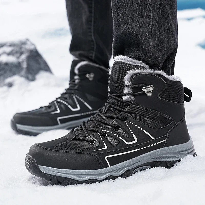 Autumn Winter Couple Outdoor Hiking Shoes High-top Thick Sole Hiking Shoe Travel Warm Cozy Leisure Sports Shoe Zapatillas Hombre