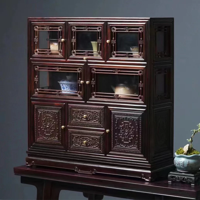 Qing Dynasty Forbidden City replica, Chinese retro cultural storage cabinets, mahogany glass, high-end