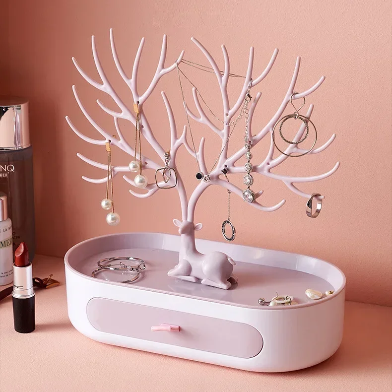 Jewelry Rack Antlers Earrings Necklaces Rings Display Bracelet Deer Jewelry Organizer Cases Stand Tray Tree Gifts For Women