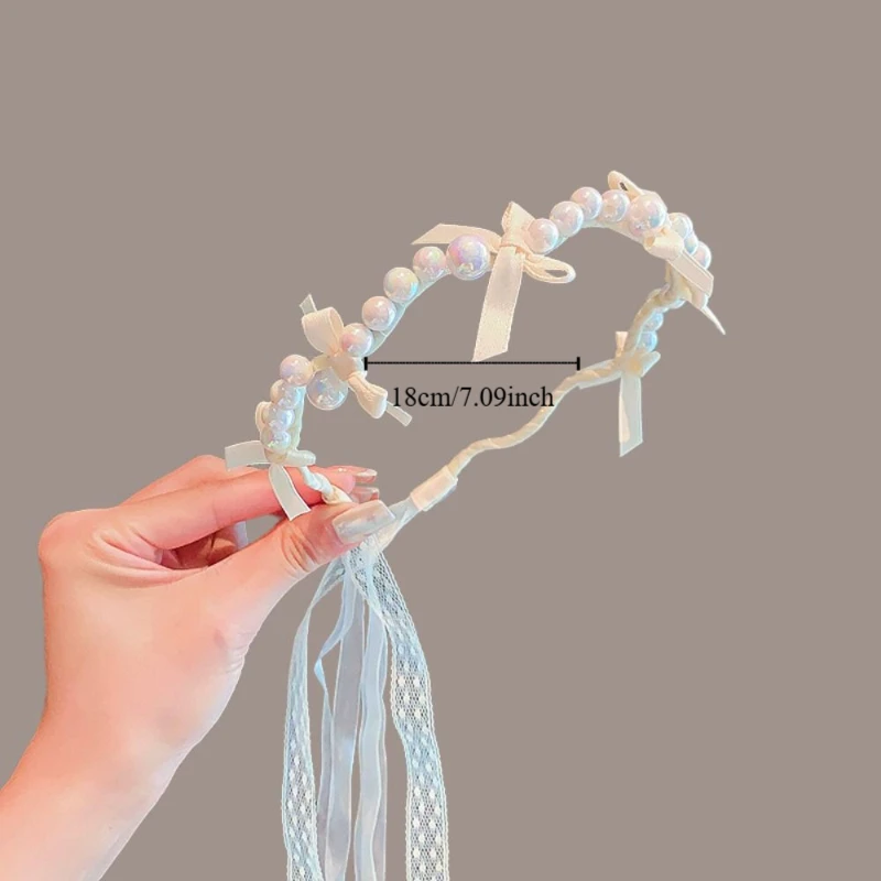 Новые повязки для волос с белым жемчугом и бантом, корейский милый обруч для волос принцессы, милая детская повязка на голову с цветком, аксессуары для волос