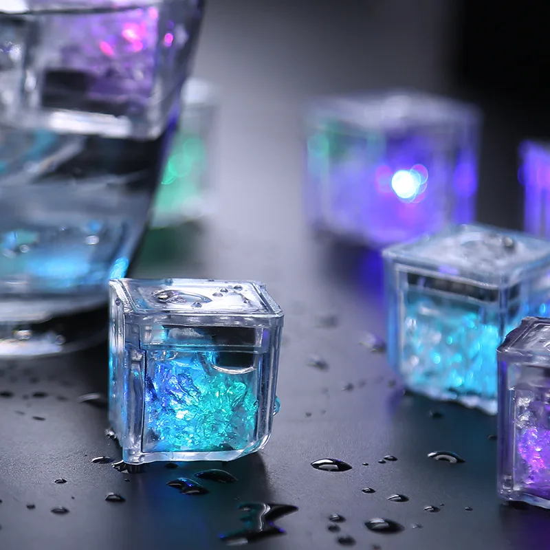 240 Pcs Party Decor LED Water Sensor Sparkling Ice Cubes Luminous Night Light Holiday Bar Wedding Cup Decoration