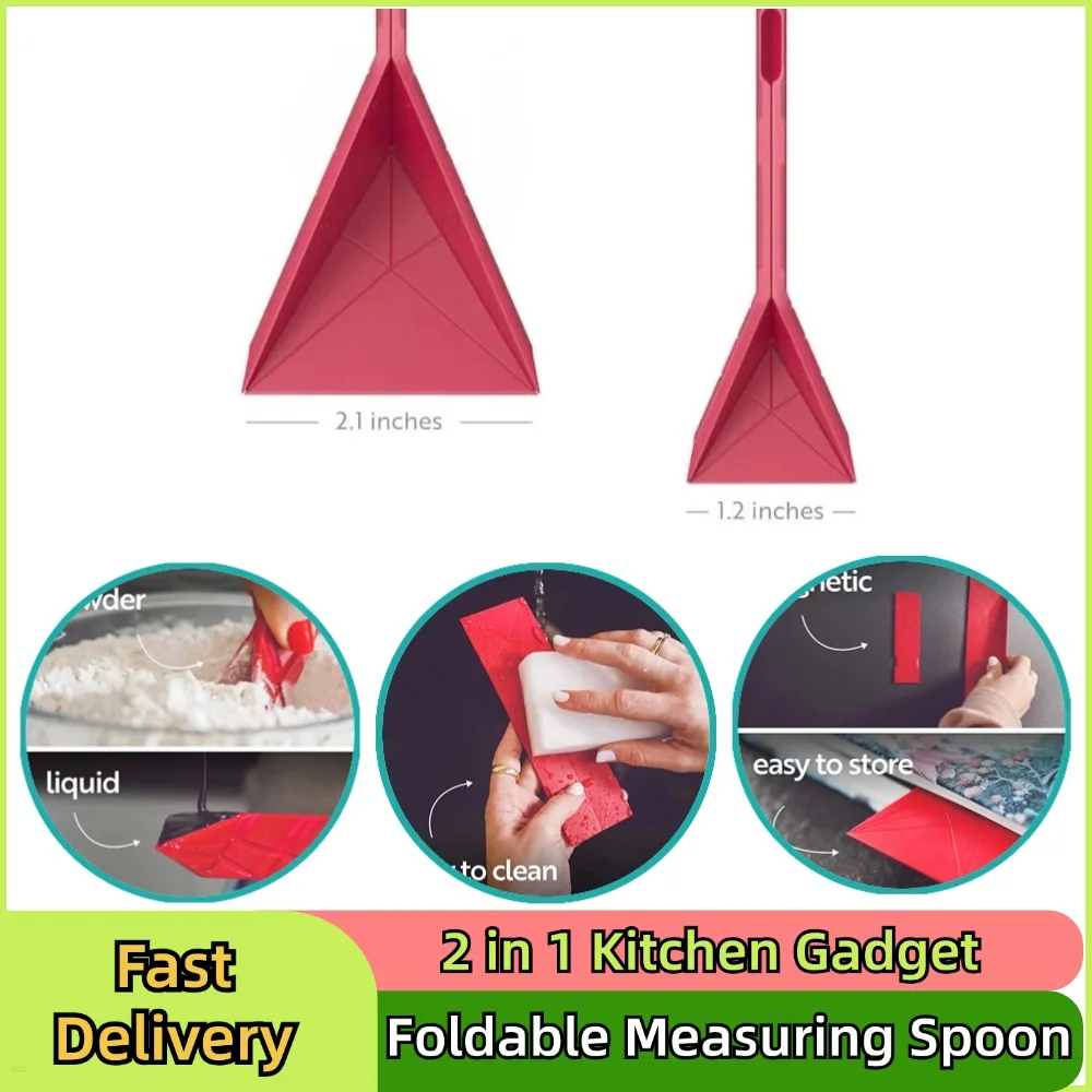 Foldable Measuring Spoon Kitchen Tool Multi-functional Coffee Scoop 2 in 1 Kitchen Gadget Flat Design Compact and Convenient