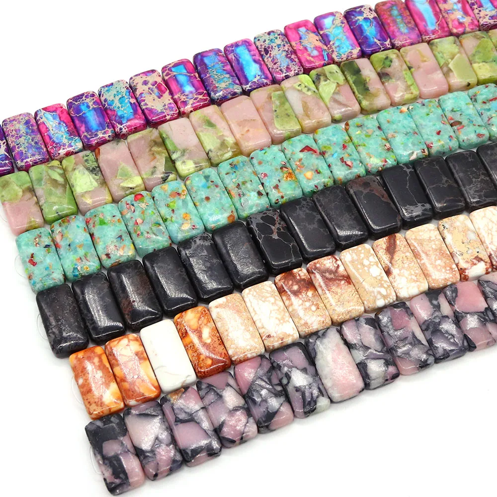 

Rectangle Natural Emperor Stone Beads 10x20mm Multi-color Straight Hole Loose Bead 1 Strand DIY Fashion Necklace Bracelet Gift