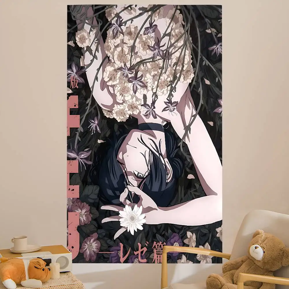 Anime Kettensäge Mann Reze Arc Cartoon Tapisserie Wand Hängende Dekoration Haushalt Wohnkultur