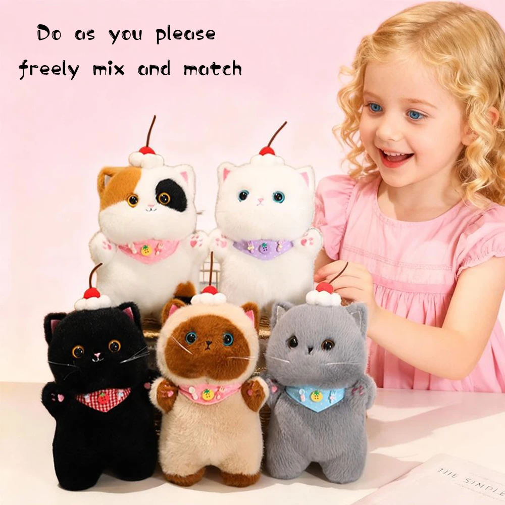 Cute Kitten Plush Toy Multiple Styles Dress Up Outfits Little Cats Stuffed Animal Boys Girls Kids Desk Decor Room Birthday Gifts