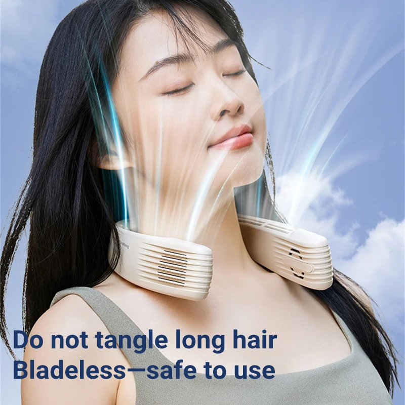 Outdoor Travel Portable Halter Neck Electric Ail Cooling Fan USB Rechargeable Wireless Bladeless Air Conditioning Fan