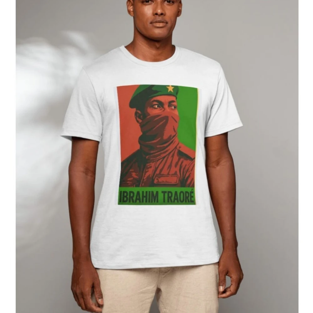 Ibrahim Traore Face Burkina Faso Free Africa Tees Unisex Men Shirt Tribute Ibrahim Traore Mens T-shirt High Quality Cotton Tops