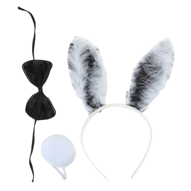 Sexy Anime Maid Stirnband Schwanz Fliege Set Rollenspiel Kostüm Halloween Party Anzug