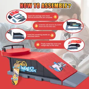 스케이트 보드 램프, 지판 반 파이프 램프, 손가락을위한 미니 스케이트 보드, 핑거 보드를위한 핑거 스케이트 보드 키트 10 최고의 판매 지판 장애물 -11