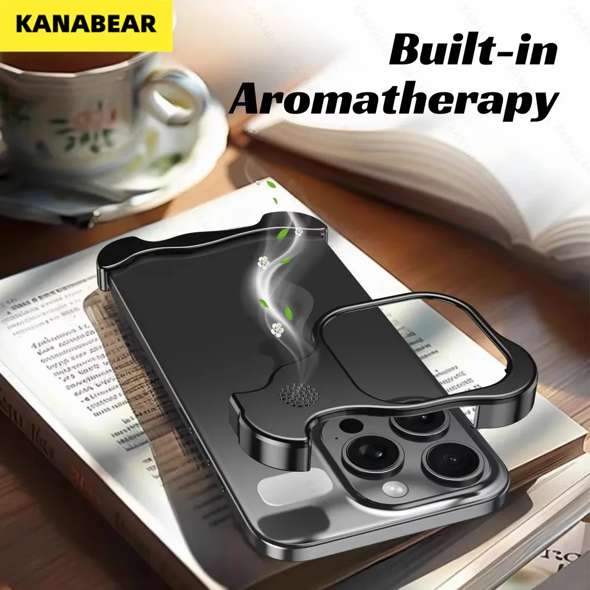

Irregular metal aromatherapy case for iPhone 16/15Pro Max Plus with lens film protection bezel-less aluminum alloy case