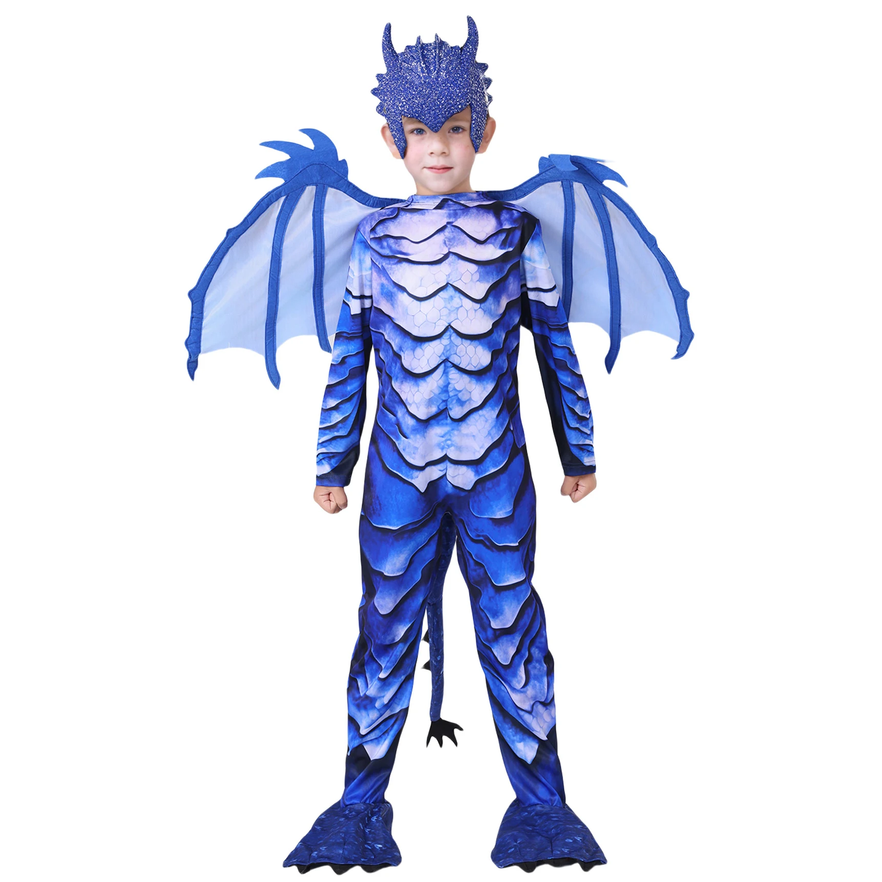 

Cosplay Dragon Costumes Kids Halloween Costume Children'S Days Pterosaur Clothing Dinosaur Bobysuit Wings Tail Headwear Mask Set