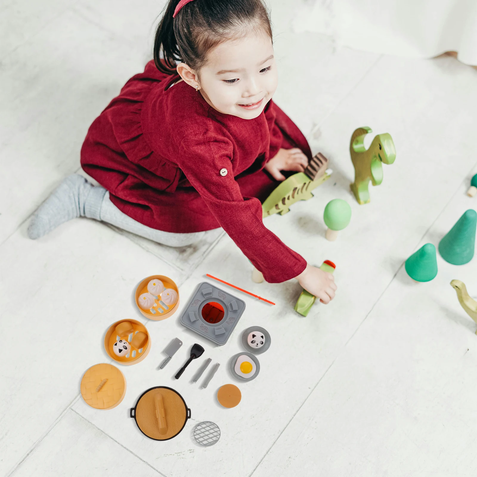 

Mini Kitchen Stove Set Steamer Play Appliances Plastic Kids Accessories Toddler