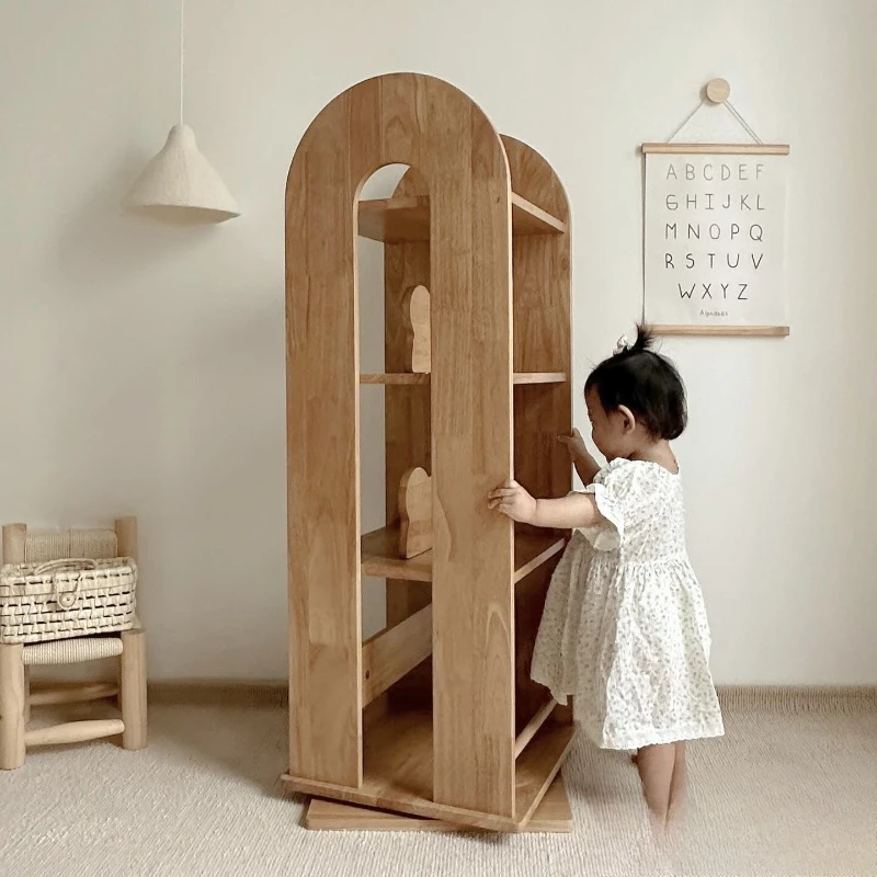 

INS All Solid Wood Rotary Bookshelf Floor Cabinet Household Storage Simple Storage Student Cabinet Children's Bookcase